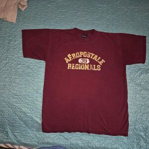 Aeropostale Women's Burgundy and Red T-shirt